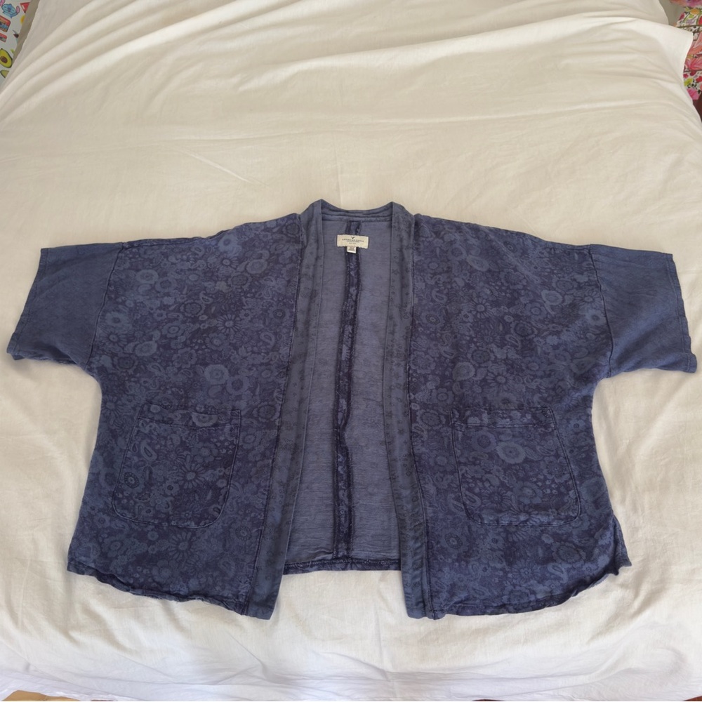 American Eagle Outfitters Blue Embroidered Cardigan